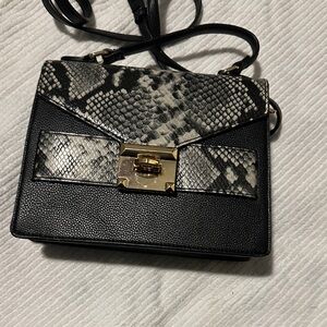 Aldo Black and Snake Print Crossbody Bag